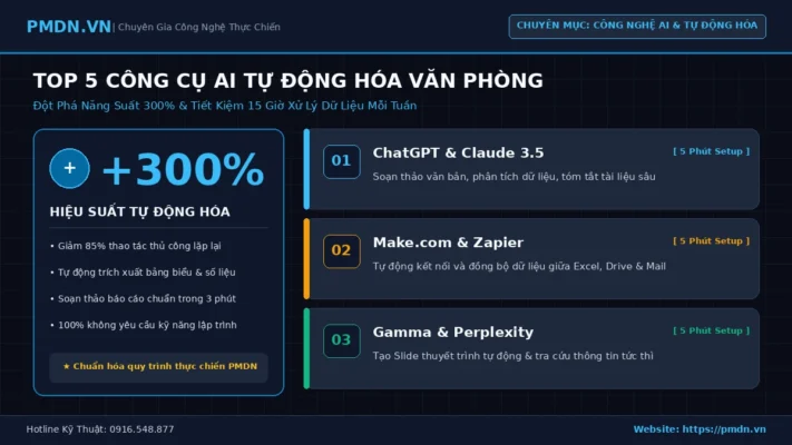 Top 5 Công Cụ AI Tự Động Hóa Công Việc Văn Phòng Đột Phá Năng Suất Trong 5 Phút - Ảnh đại diện