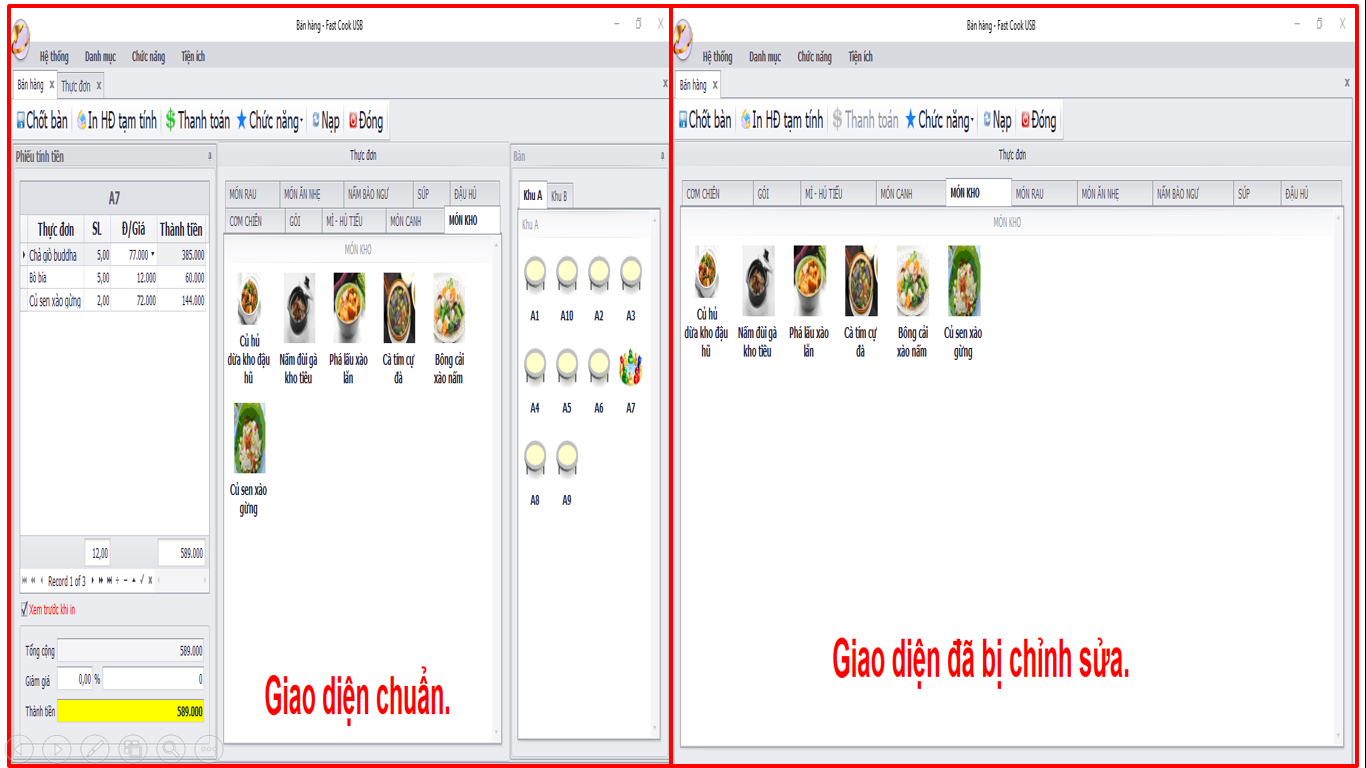 Hướng dẩn cách phục hồi lại giao diện gốc của phần mềm quản lý quán cafe Fast Cook và nhà hàng RIO