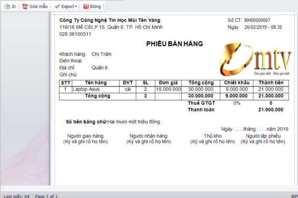 Hướng dẫn thêm logo vào hóa đơn tính tiền